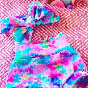 Tie dye baby girl bummie set
